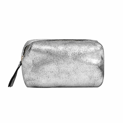 Metallic Suede cosmetic bag-Silver