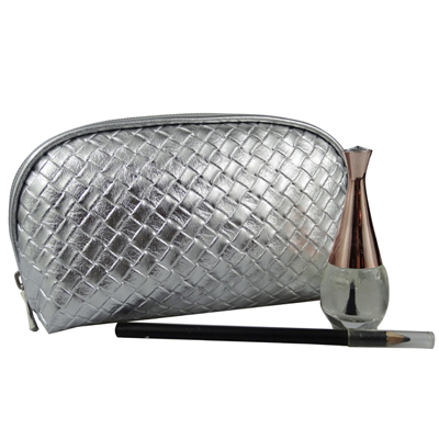Woven Basic Cosmetic Bag Silver