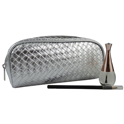 woven cosmetic pouch Silver