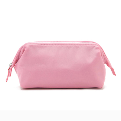 Solid Zip-Up Makeup Bag-Pink