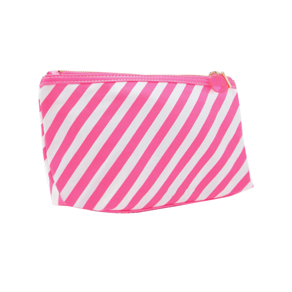 Striped Makeup Bag-Hot Pink