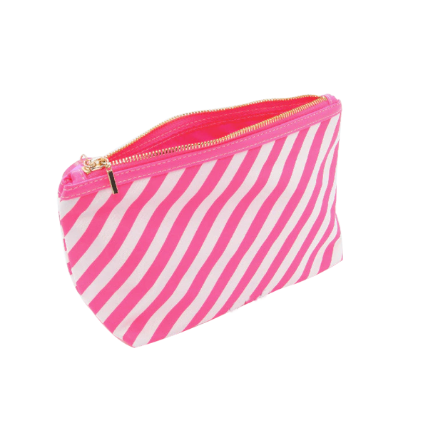 Striped Makeup Bag-Hot Pink