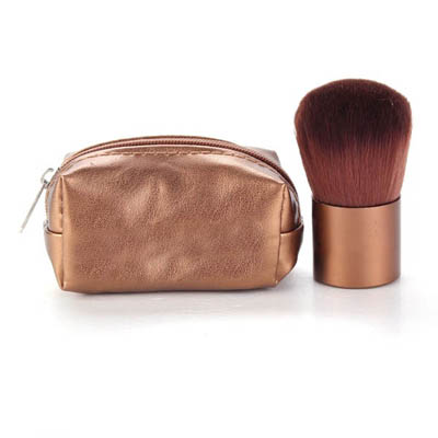 Face Powder Brush Mini PU Leather Bag Bronze
