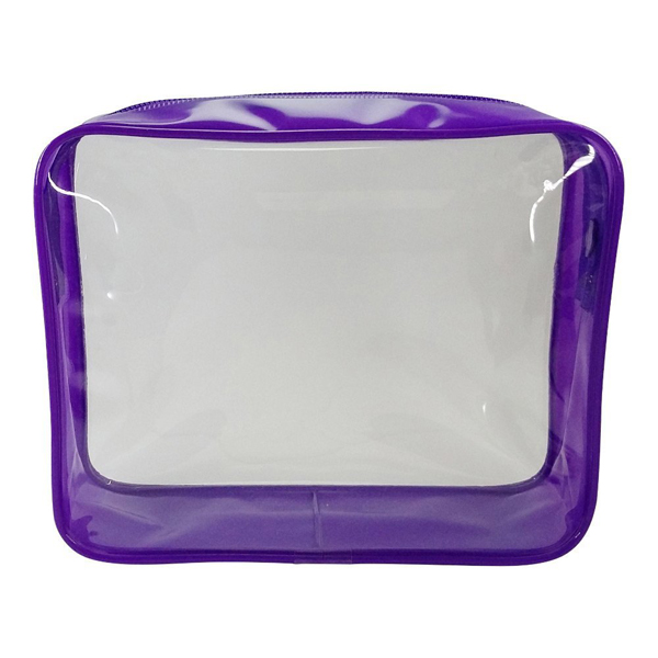 3-Pack Clear Vinyl Cosmetic Bag-Purple
