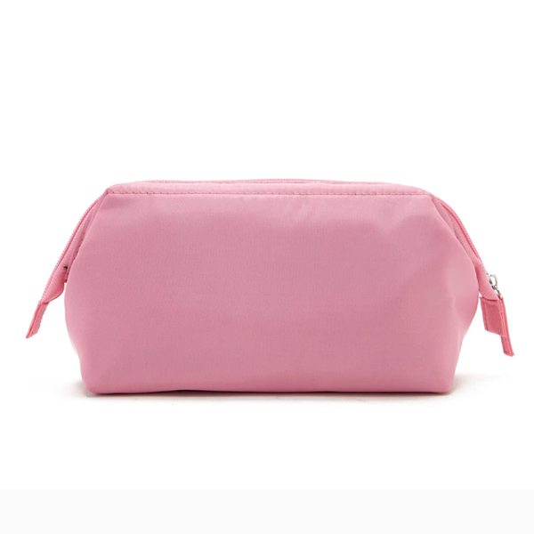Solid Zip-Up Makeup Bag-Pink